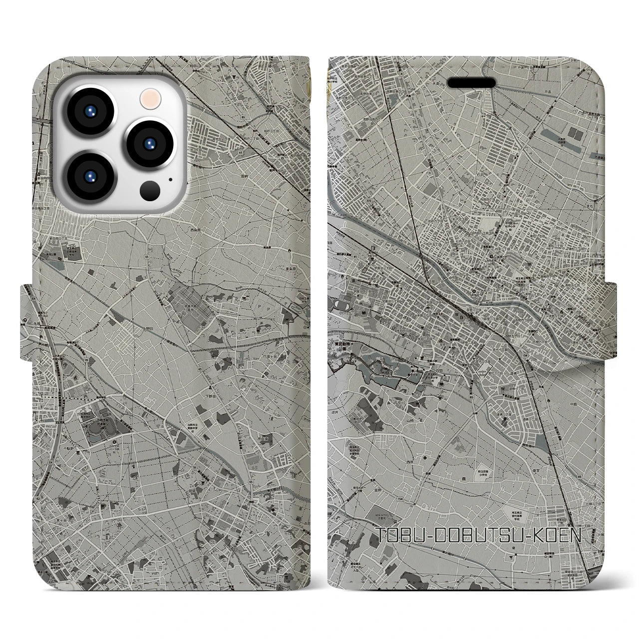 【東武動物公園(埼玉県)】地図柄iPhoneケース(手帳タイプ)