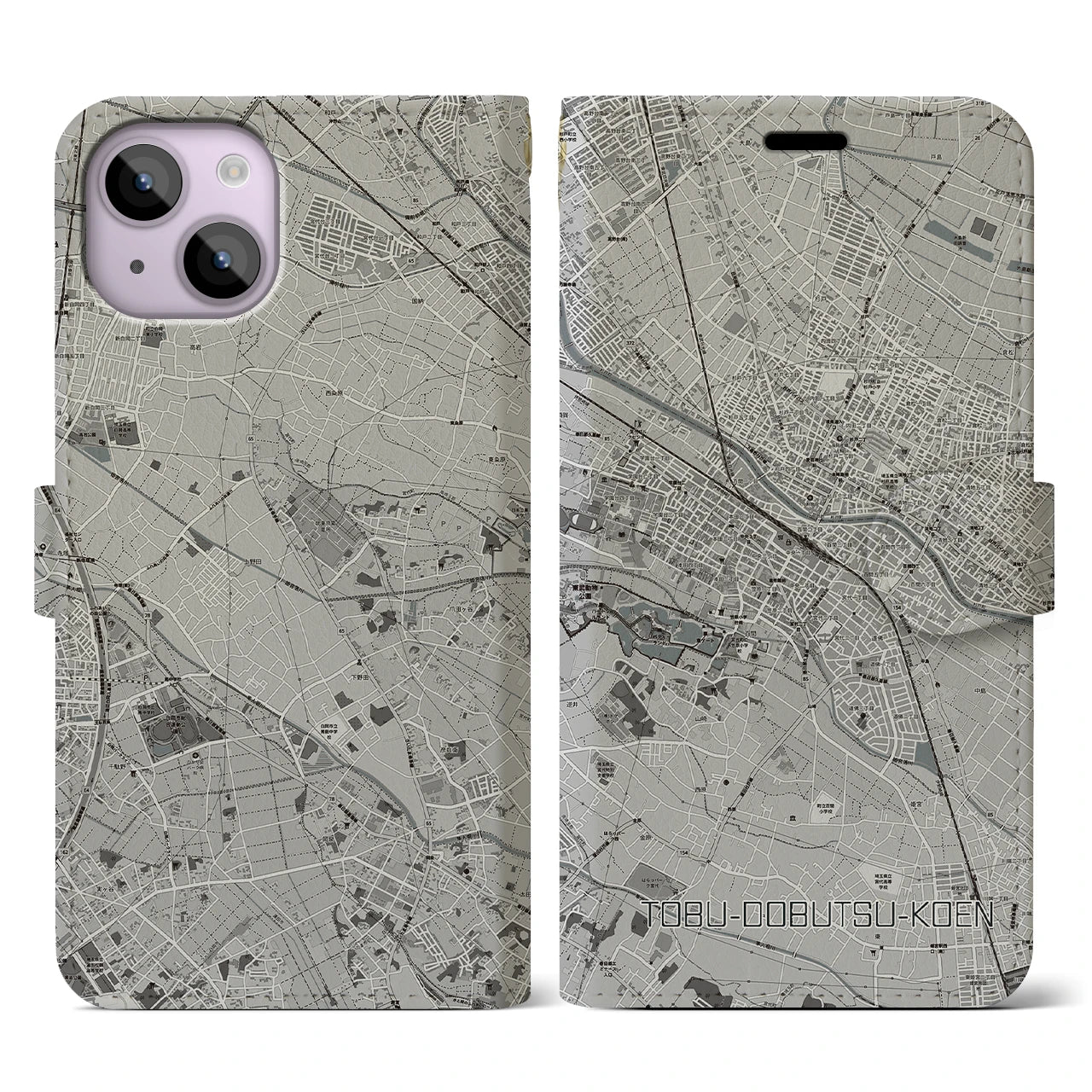 【東武動物公園(埼玉県)】地図柄iPhoneケース(手帳タイプ)