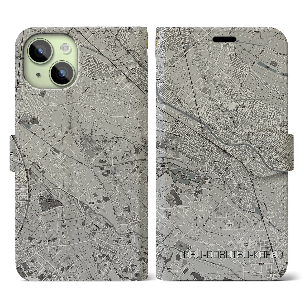 【東武動物公園(埼玉県)】地図柄iPhoneケース(手帳タイプ)