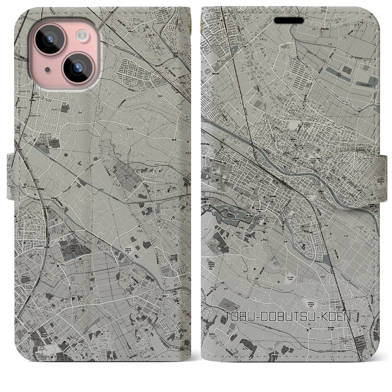 【東武動物公園(埼玉県)】地図柄iPhoneケース(手帳タイプ)