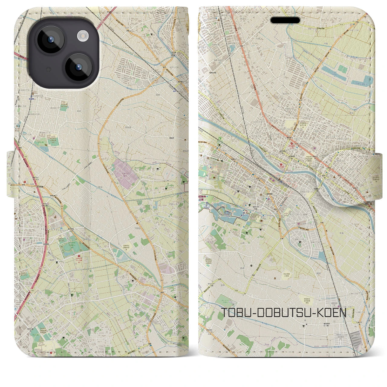 【東武動物公園(埼玉県)】地図柄iPhoneケース(手帳タイプ)