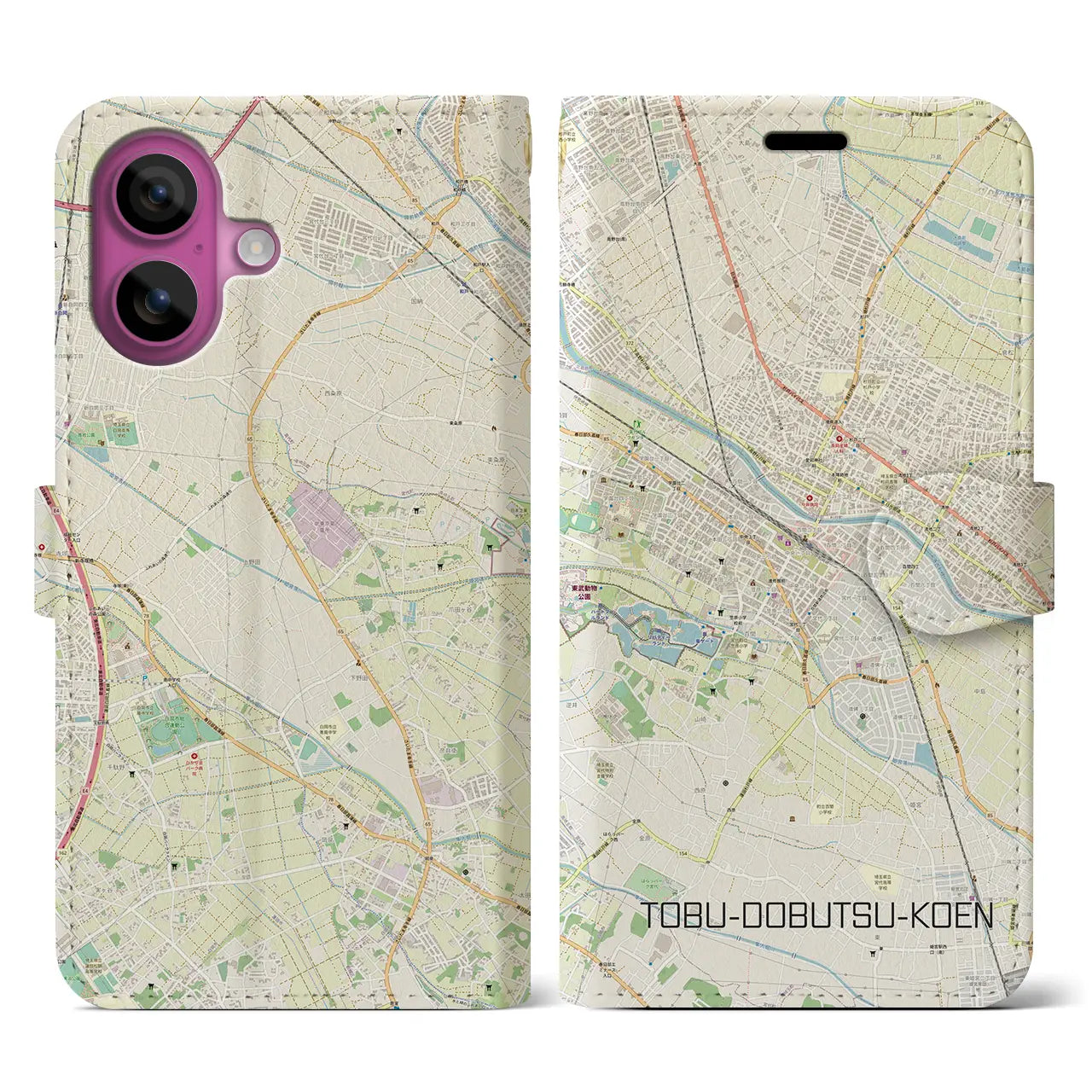 【東武動物公園(埼玉県)】地図柄iPhoneケース(手帳タイプ)