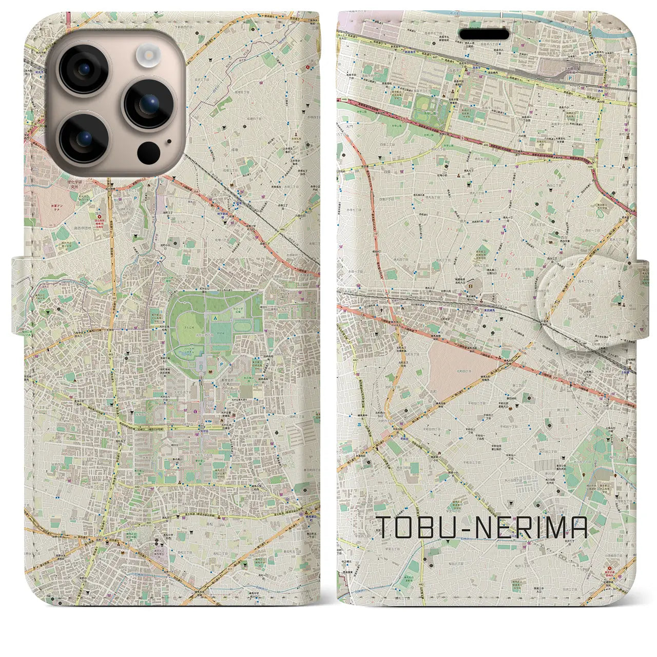 【東武練馬(東京都)】地図柄iPhoneケース(手帳タイプ)ナチュラル・iPhone 16 Plus 用
