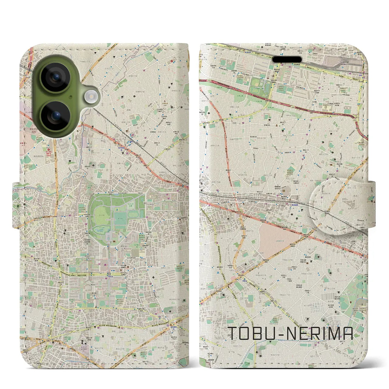 【東武練馬(東京都)】地図柄iPhoneケース(手帳タイプ)モノトーン・iPhone 17 Pro Max 用