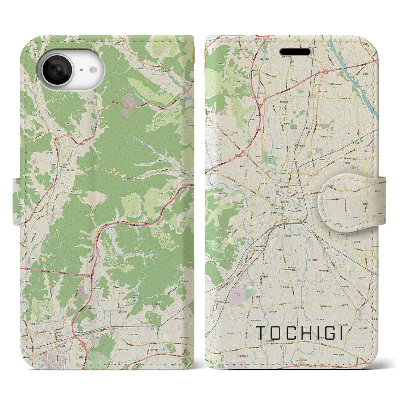 【栃木(栃木県)】地図柄iPhoneケース(手帳タイプ)