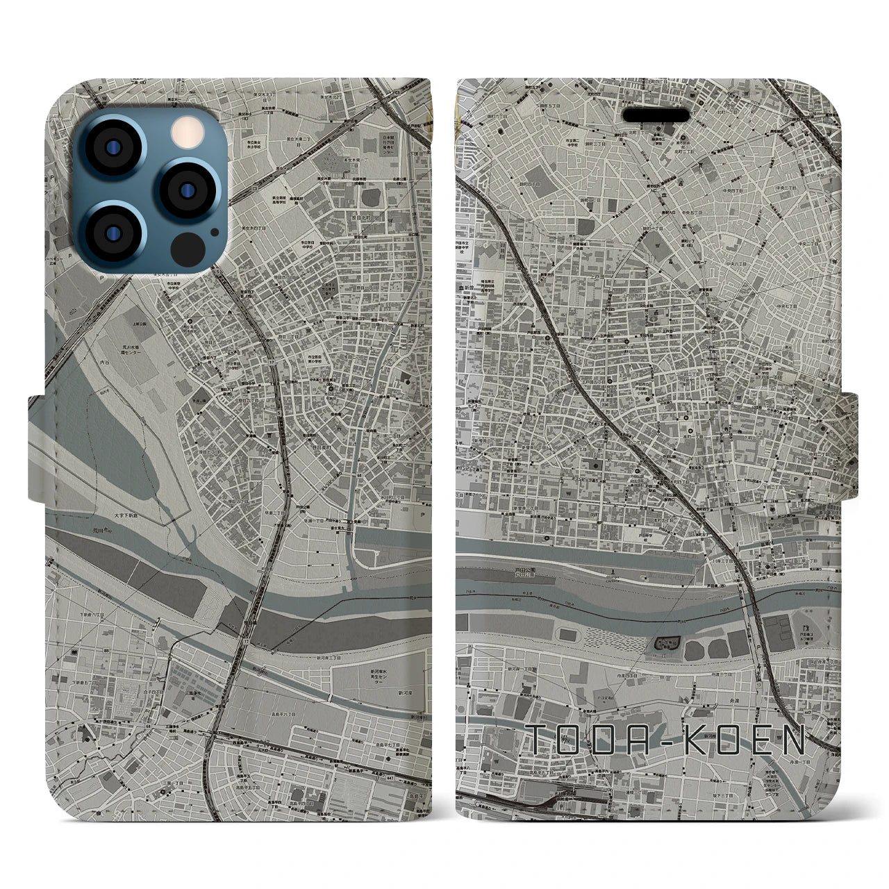 【戸田公園(埼玉県)】地図柄iPhoneケース(手帳タイプ)