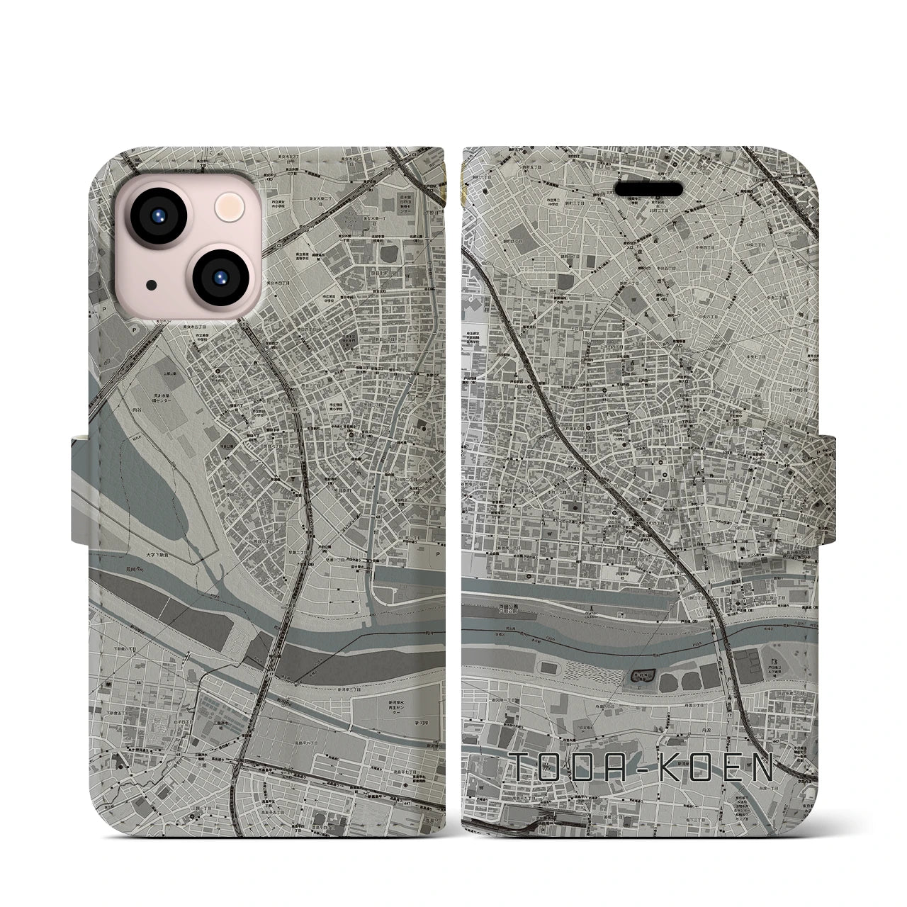 【戸田公園(埼玉県)】地図柄iPhoneケース(手帳タイプ)