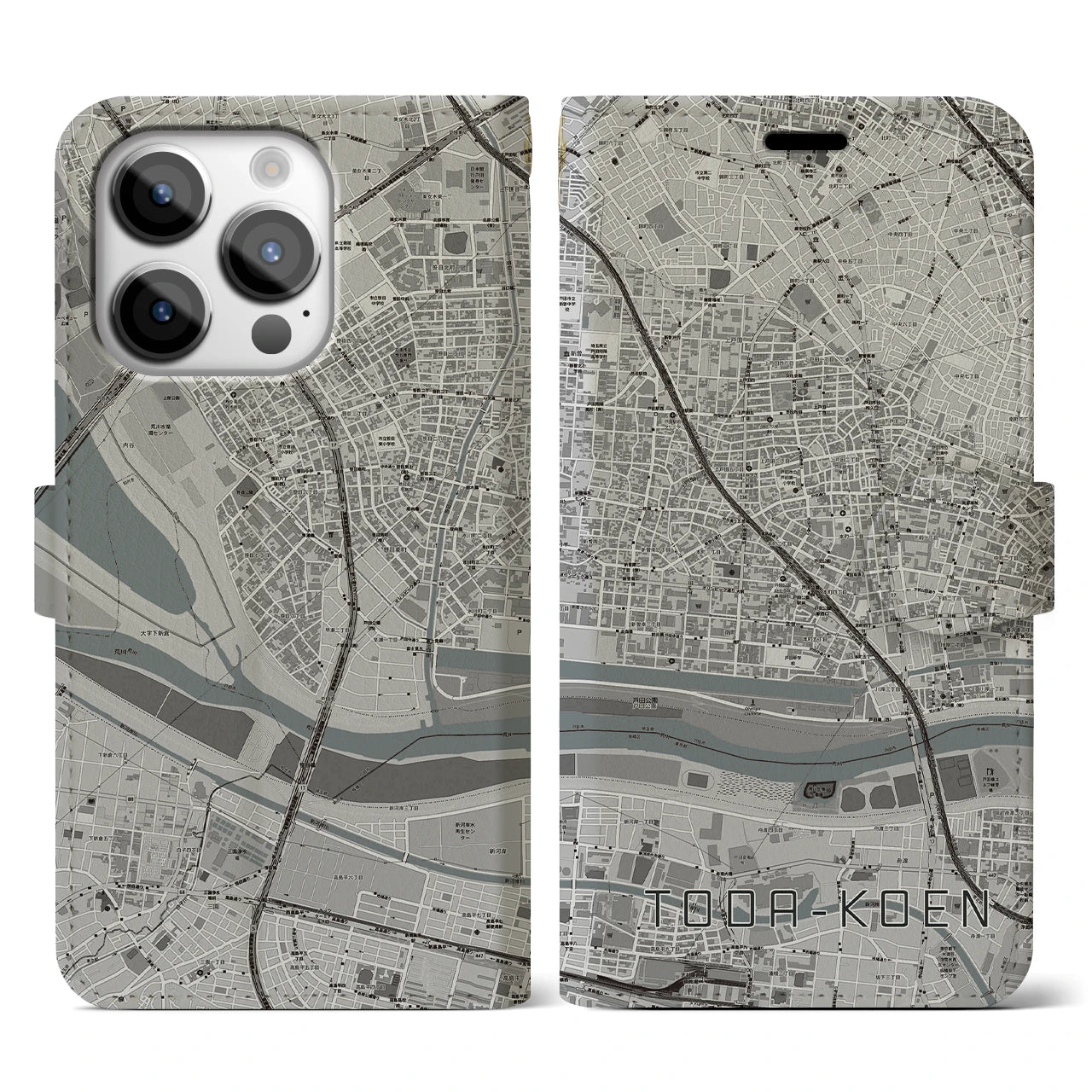 【戸田公園(埼玉県)】地図柄iPhoneケース(手帳タイプ)