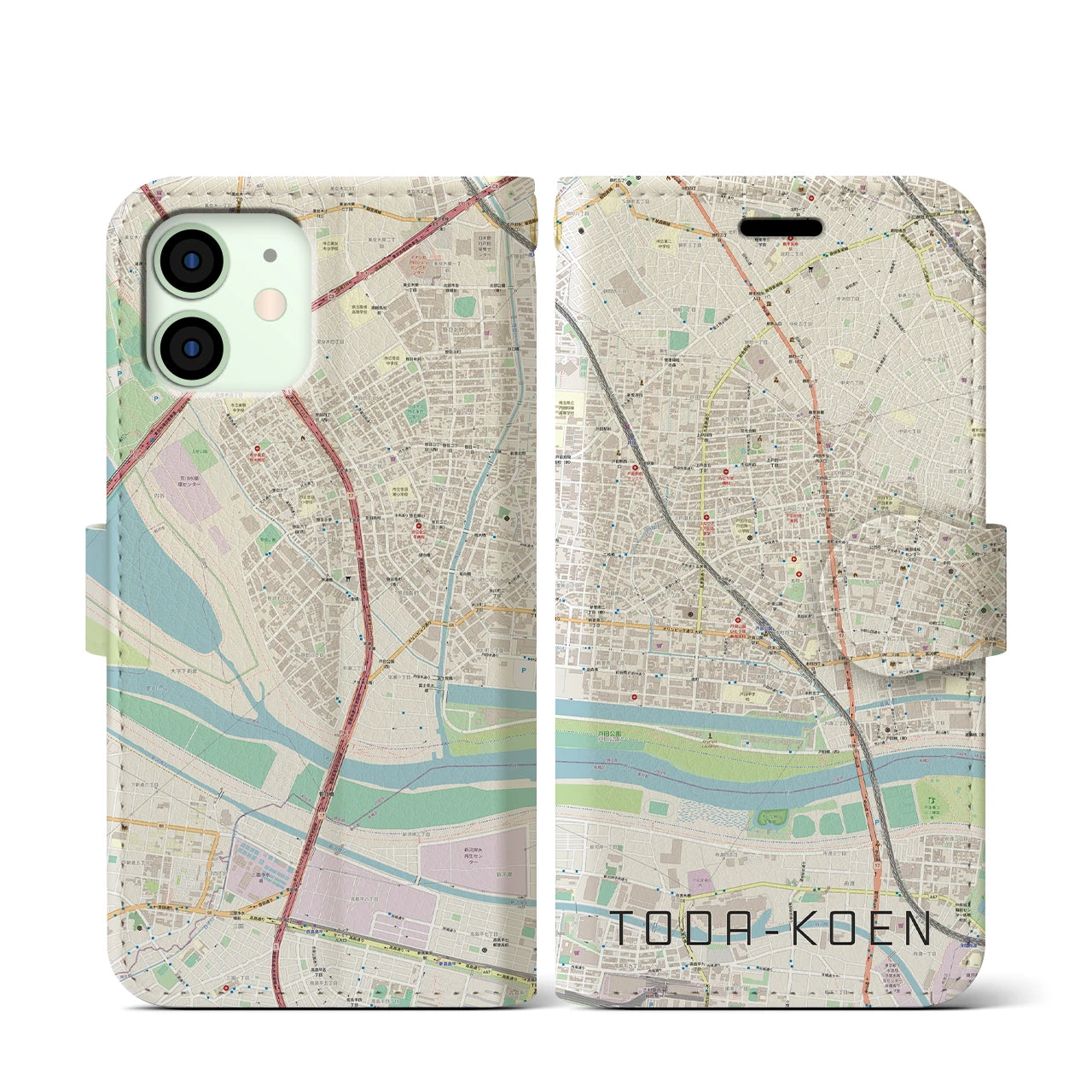 【戸田公園(埼玉県)】地図柄iPhoneケース(手帳タイプ)