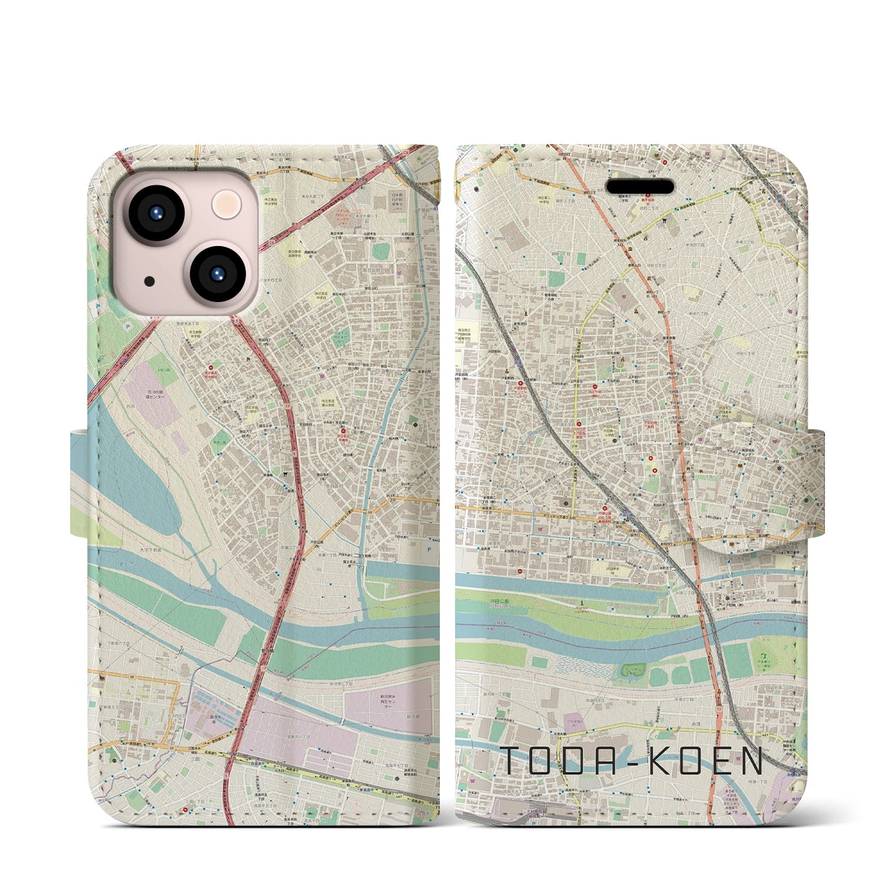 【戸田公園(埼玉県)】地図柄iPhoneケース(手帳タイプ)