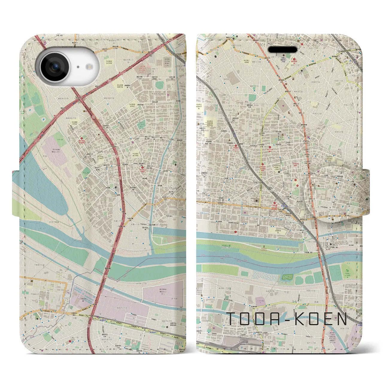 【戸田公園(埼玉県)】地図柄iPhoneケース(手帳タイプ)