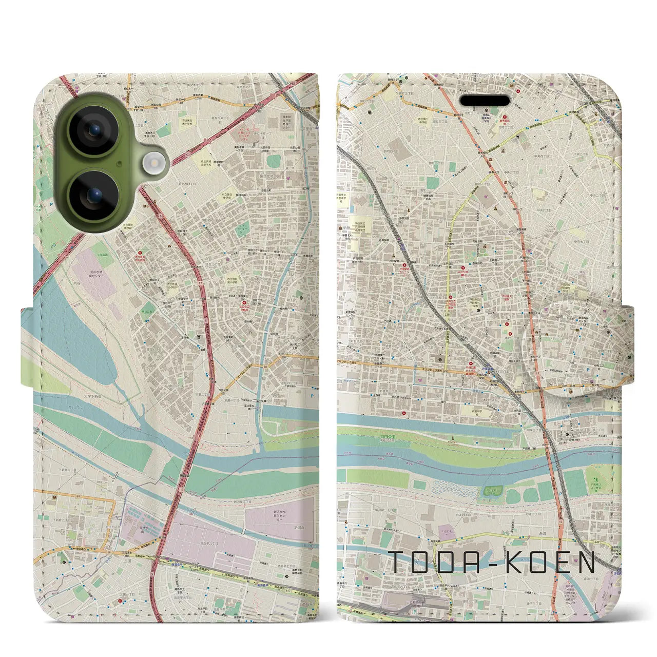 【戸田公園(埼玉県)】地図柄iPhoneケース(手帳タイプ)