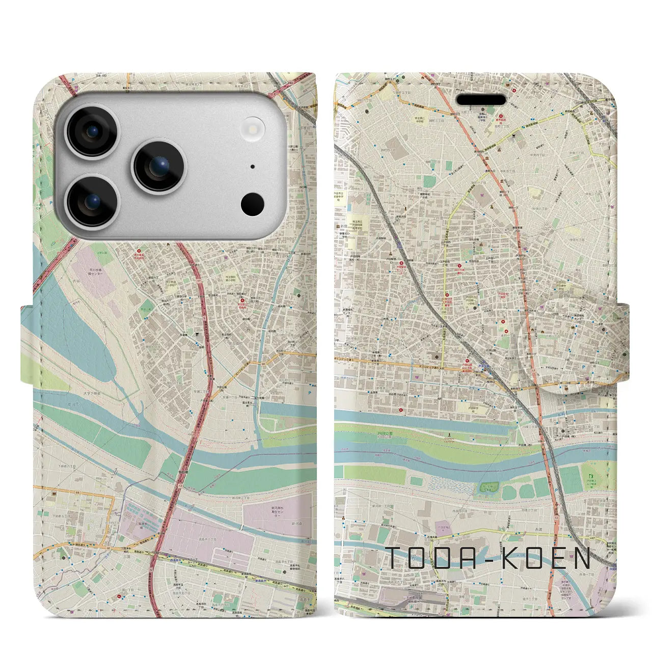 【戸田公園(埼玉県)】地図柄iPhoneケース(手帳タイプ)