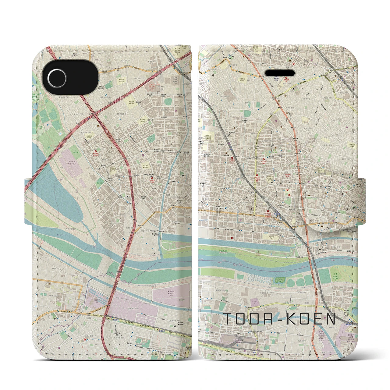 【戸田公園(埼玉県)】地図柄iPhoneケース(手帳タイプ)