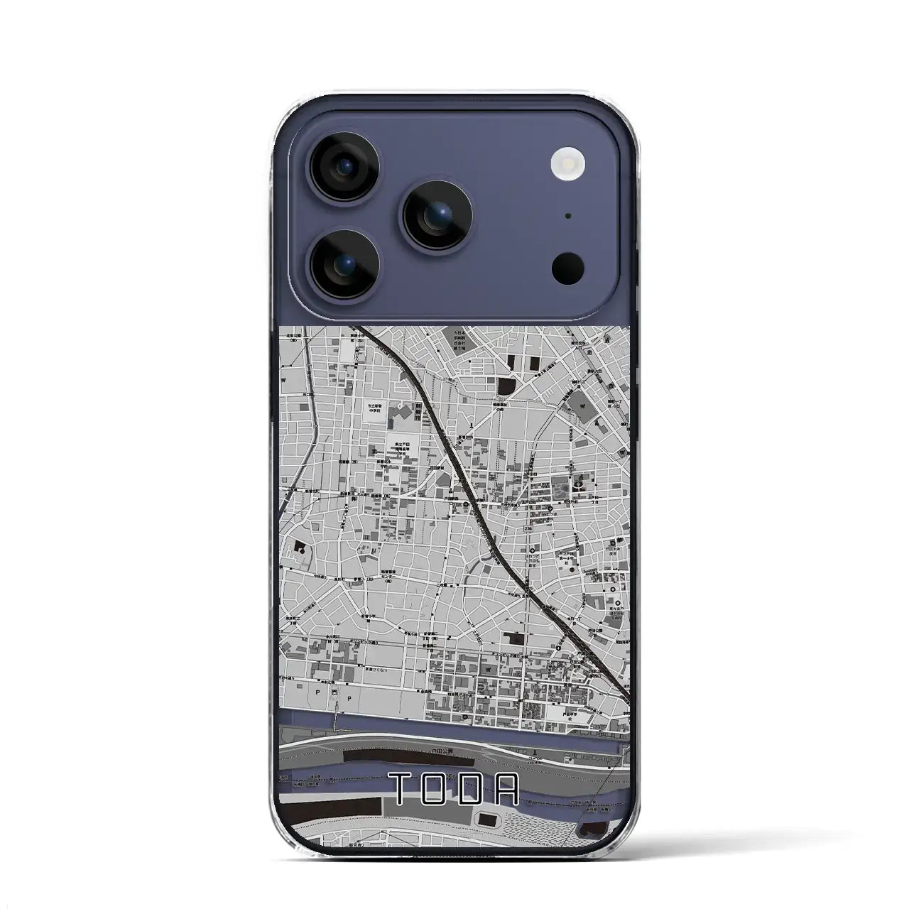 【戸田(埼玉県)】地図柄iPhoneケース(クリアタイプ)モノトーン・iPhone 17 Pro Max 用