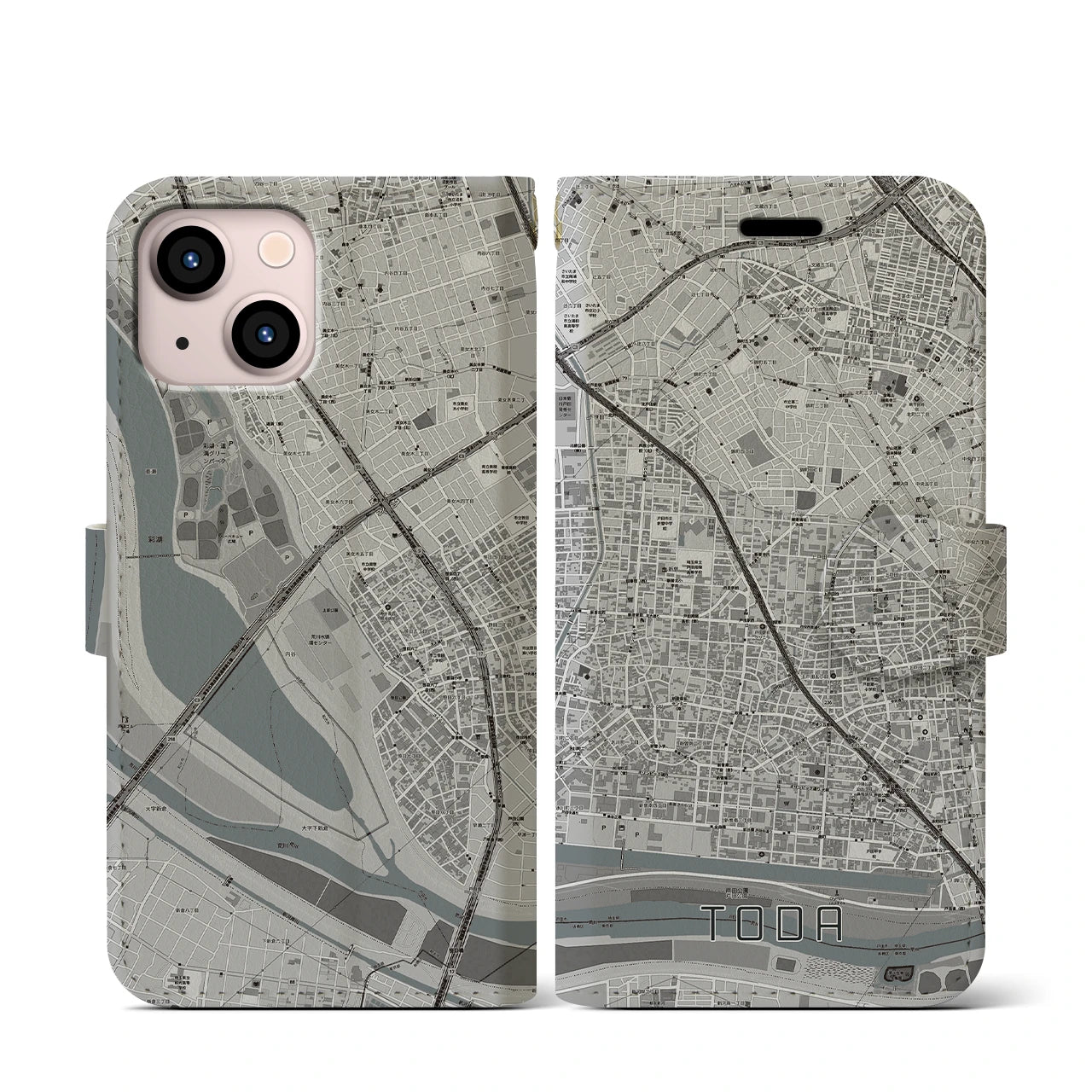 【戸田(埼玉県)】地図柄iPhoneケース(手帳タイプ)