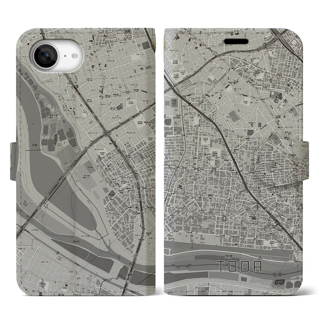 【戸田(埼玉県)】地図柄iPhoneケース(手帳タイプ)