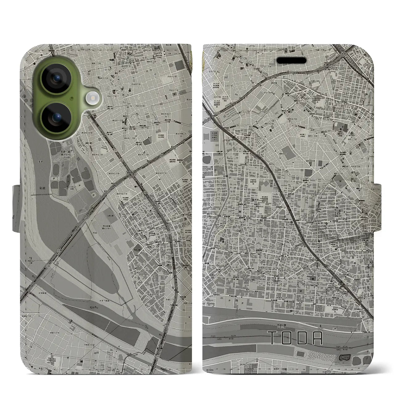 【戸田(埼玉県)】地図柄iPhoneケース(手帳タイプ)