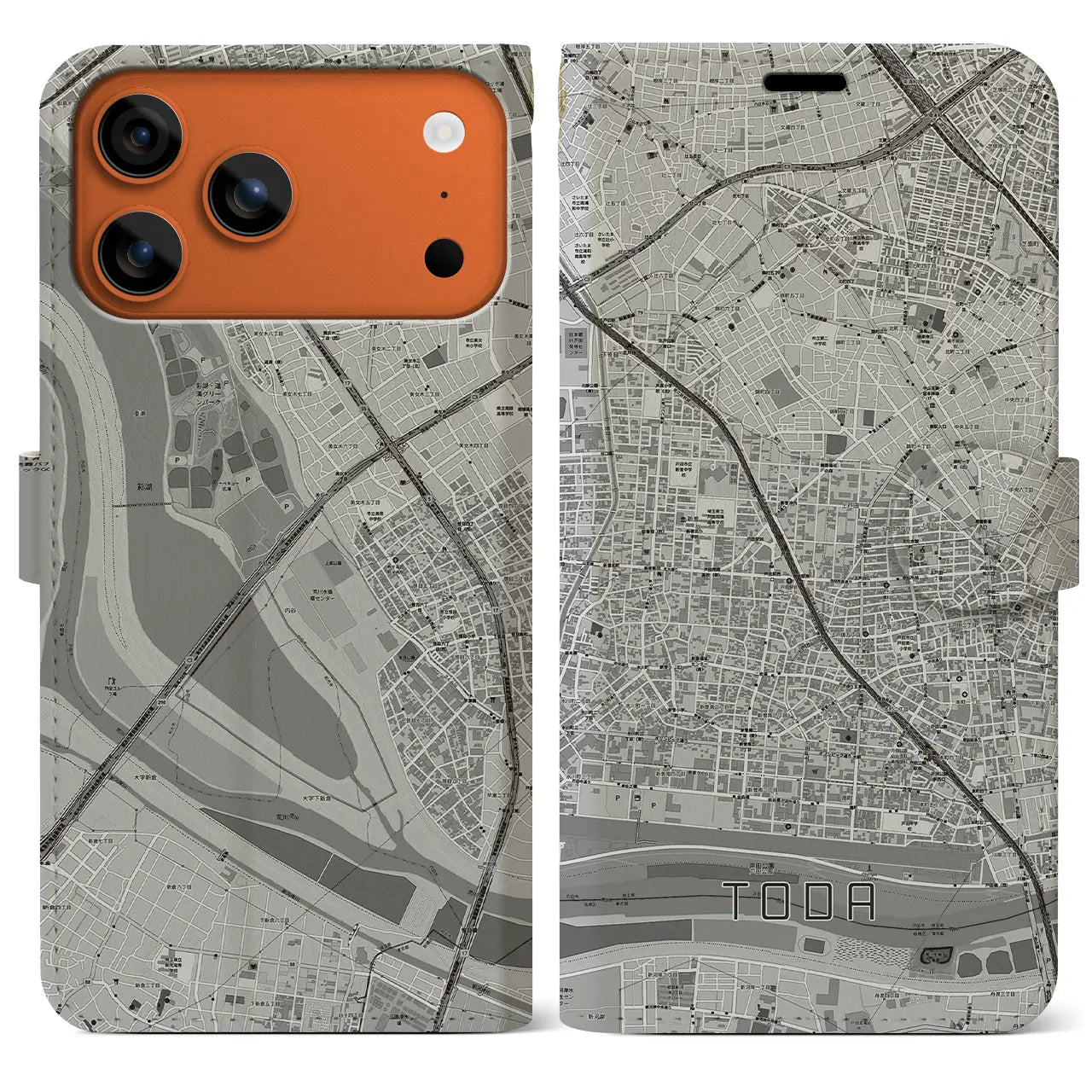 【戸田(埼玉県)】地図柄iPhoneケース(手帳タイプ)