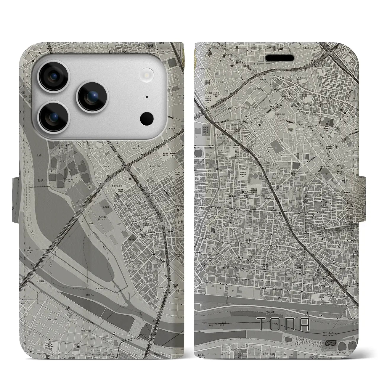 【戸田(埼玉県)】地図柄iPhoneケース(手帳タイプ)