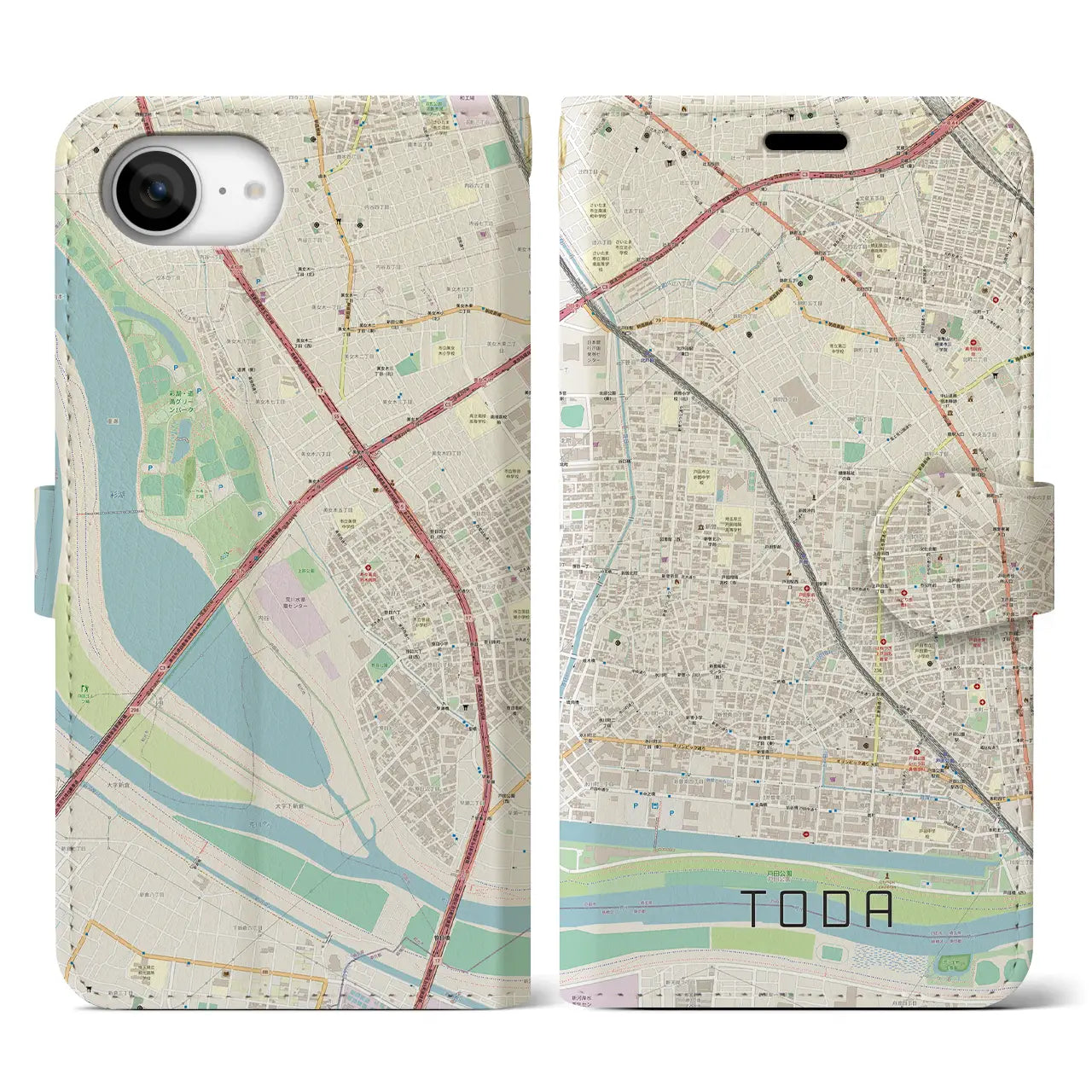 【戸田(埼玉県)】地図柄iPhoneケース(手帳タイプ)