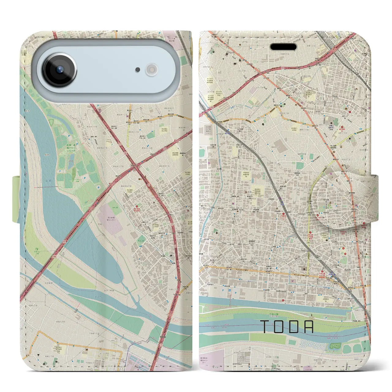 【戸田(埼玉県)】地図柄iPhoneケース(手帳タイプ)