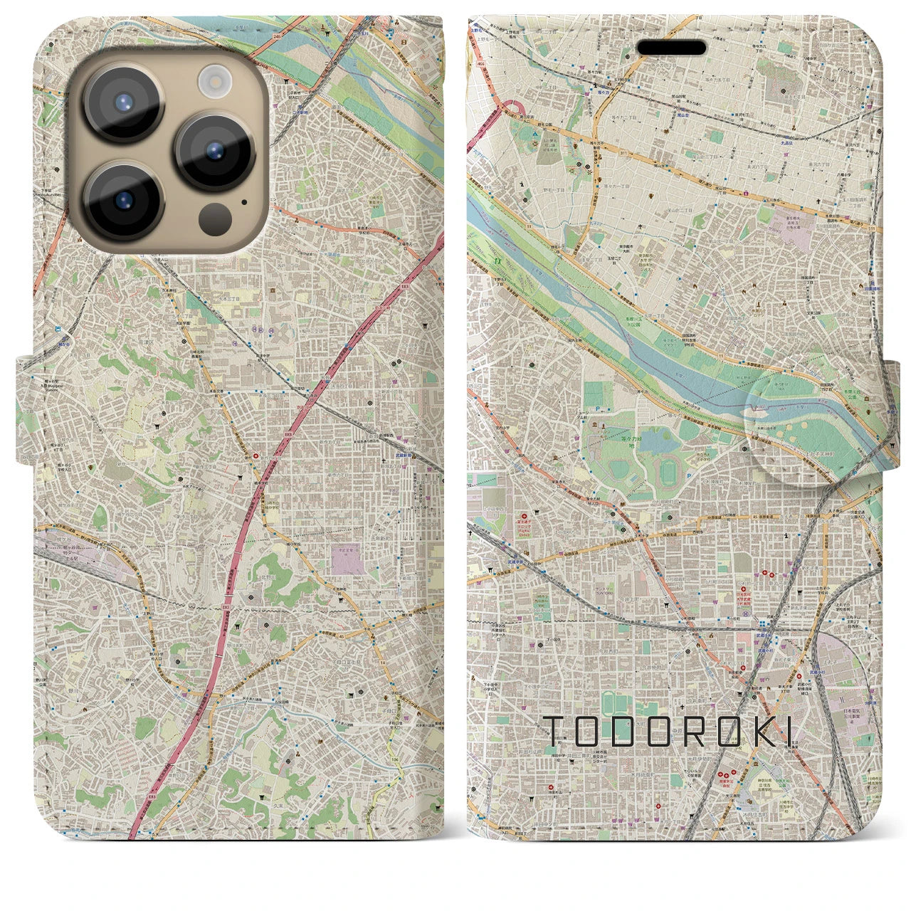 【等々力(神奈川県)】地図柄iPhoneケース(手帳タイプ)
