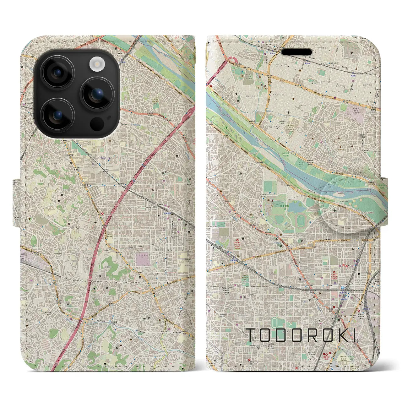 【等々力(神奈川県)】地図柄iPhoneケース(手帳タイプ)