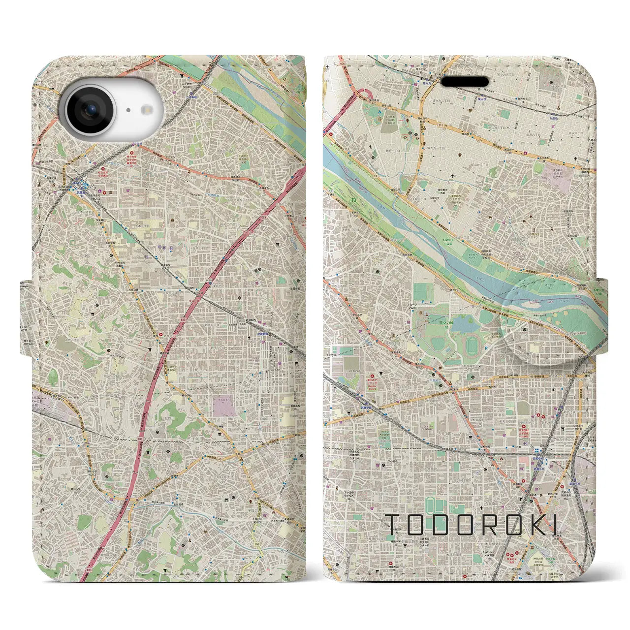 【等々力(神奈川県)】地図柄iPhoneケース(手帳タイプ)