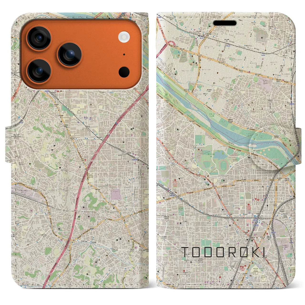 【等々力(神奈川県)】地図柄iPhoneケース(手帳タイプ)