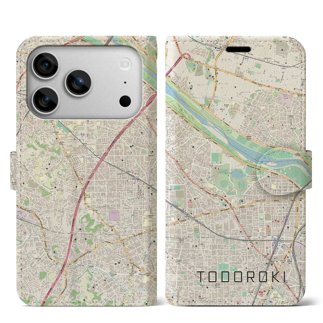 【等々力(神奈川県)】地図柄iPhoneケース(手帳タイプ)