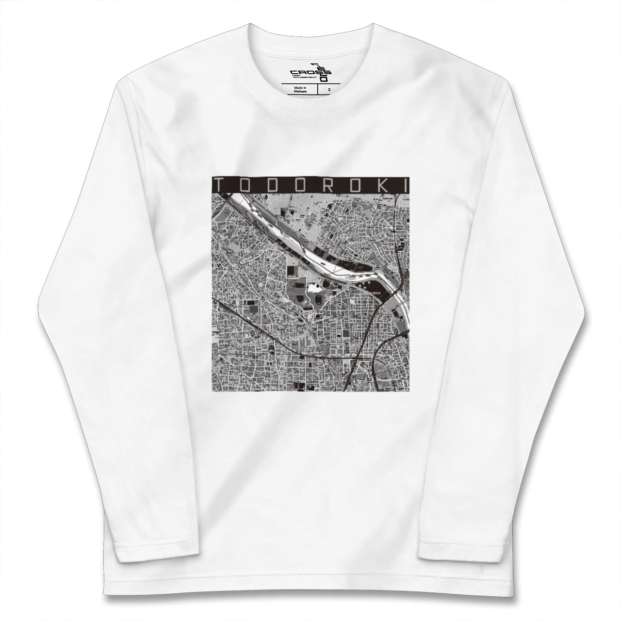 【等々力(神奈川県)(神奈川県)】地図柄ロングスリーブTシャツ