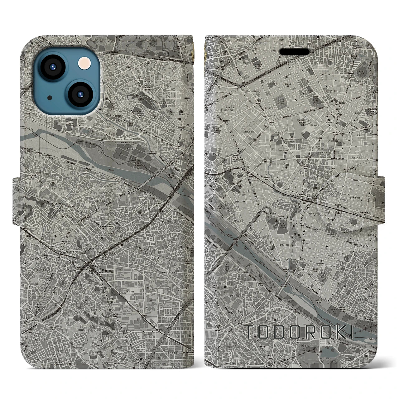 【等々力(東京都)】地図柄iPhoneケース(手帳タイプ)