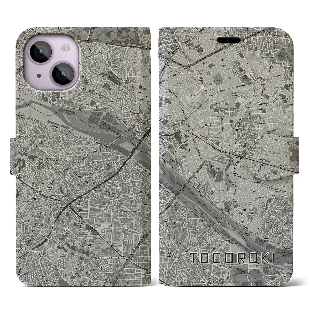 【等々力(東京都)】地図柄iPhoneケース(手帳タイプ)