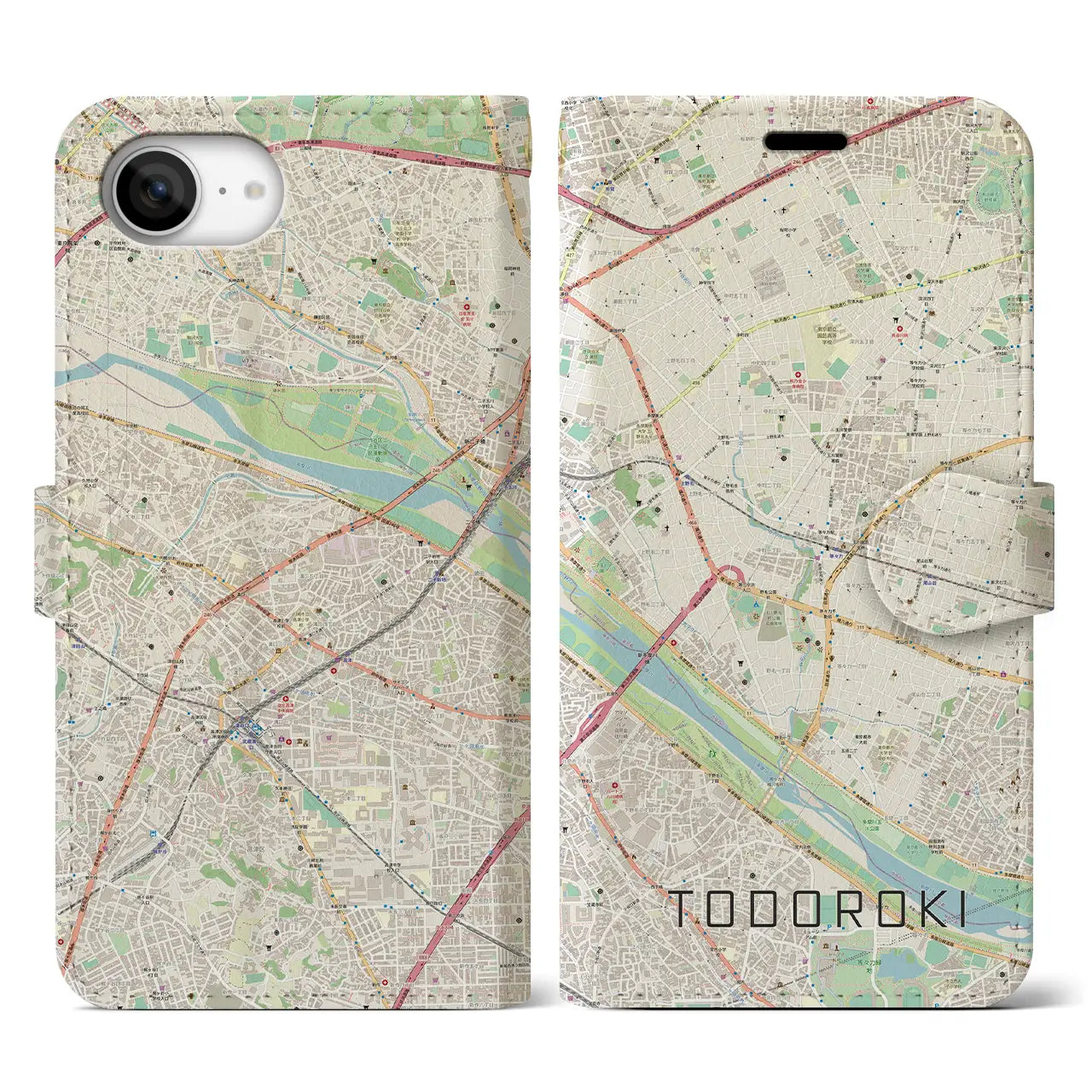 【等々力(東京都)】地図柄iPhoneケース(手帳タイプ)