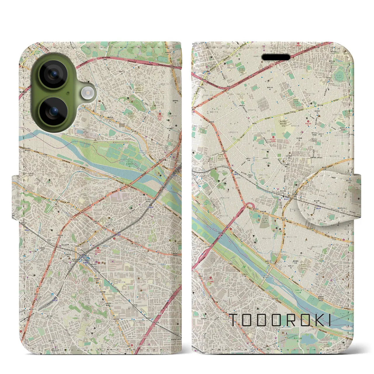 【等々力(東京都)】地図柄iPhoneケース(手帳タイプ)