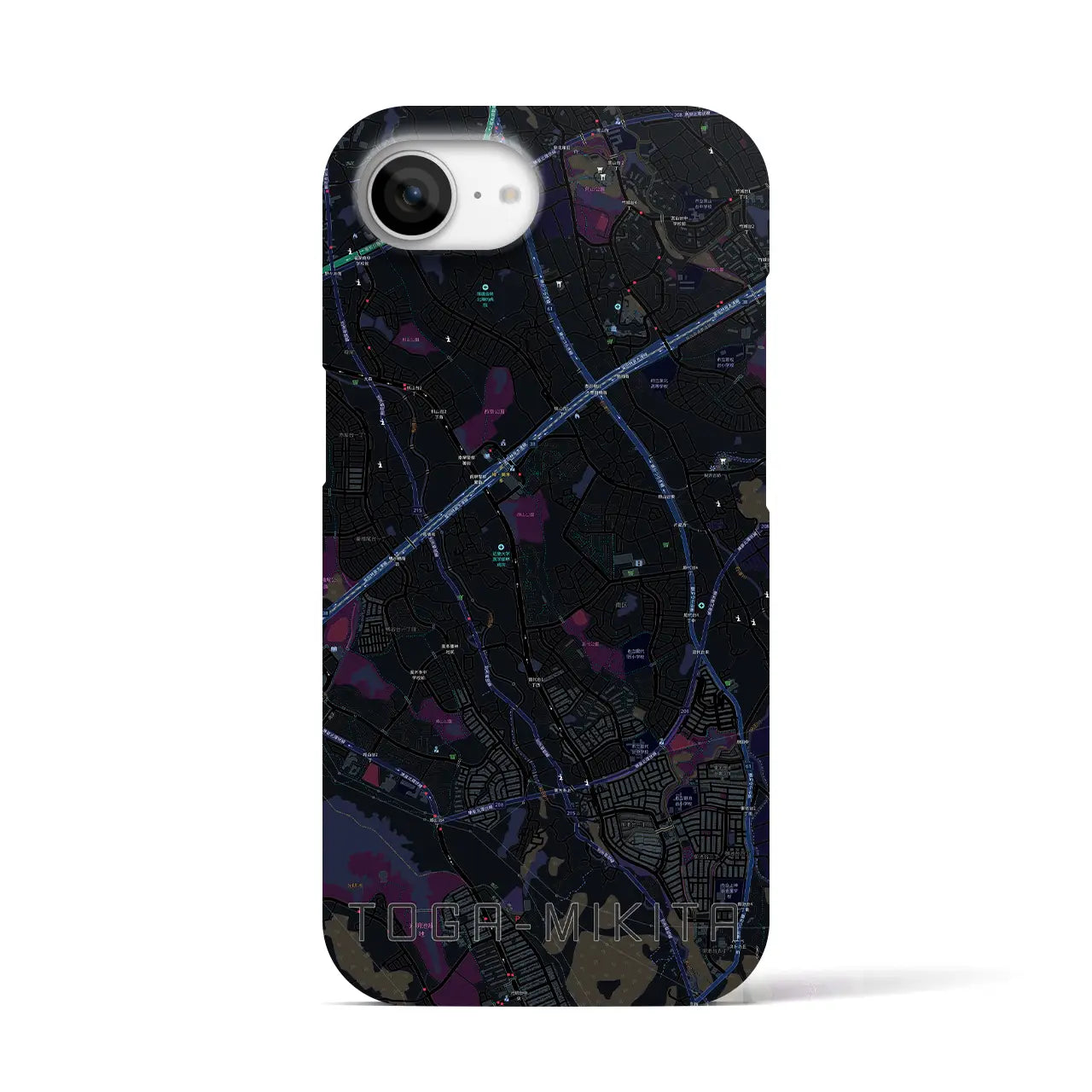 【栂・美木多(大阪府)】地図柄iPhoneケース(バックカバータイプ)