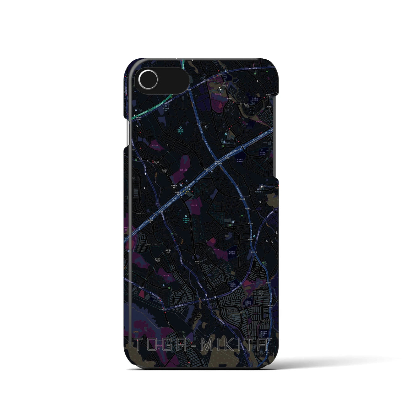 【栂・美木多(大阪府)】地図柄iPhoneケース(バックカバータイプ)