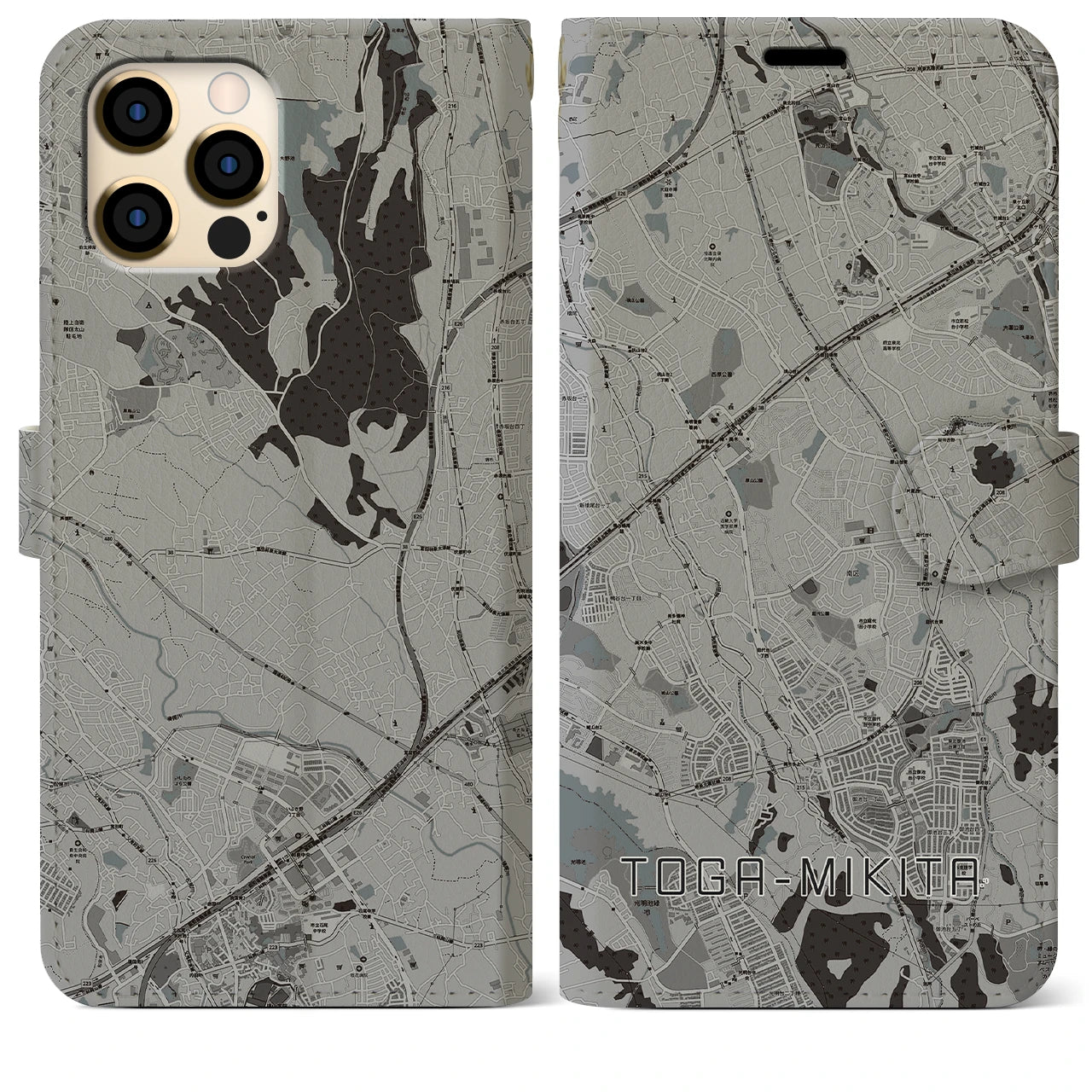 【栂・美木多(大阪府)】地図柄iPhoneケース(手帳タイプ)