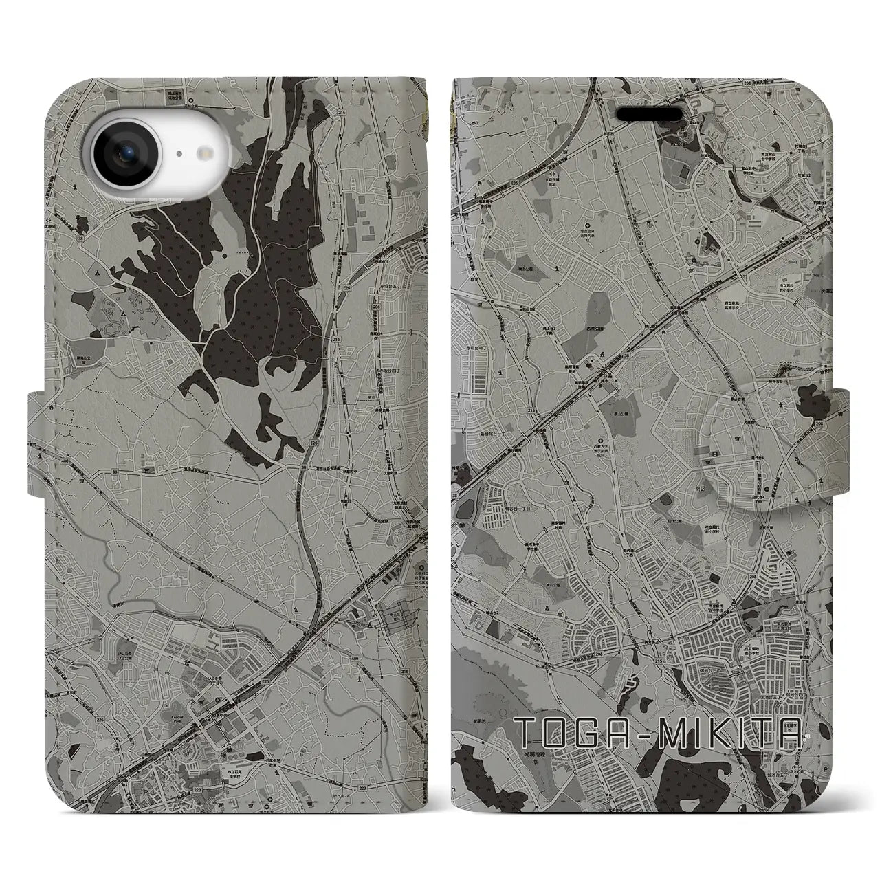 【栂・美木多(大阪府)】地図柄iPhoneケース(手帳タイプ)