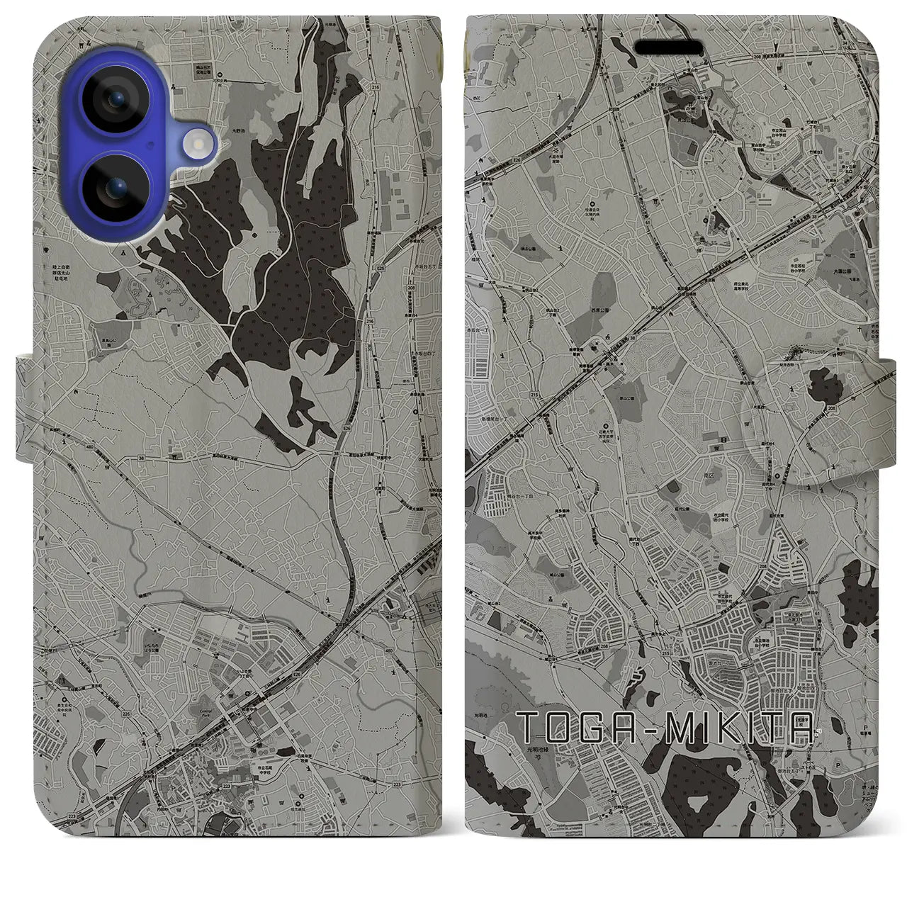 【栂・美木多(大阪府)】地図柄iPhoneケース(手帳タイプ)