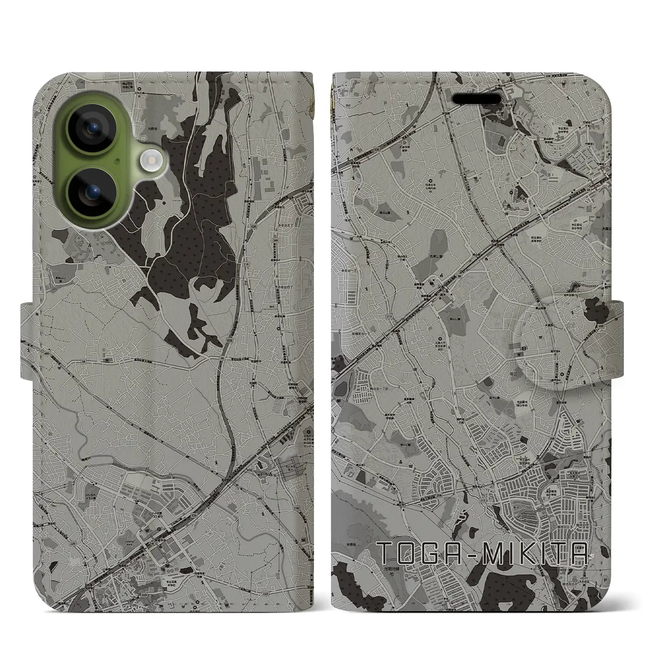 【栂・美木多(大阪府)】地図柄iPhoneケース(手帳タイプ)