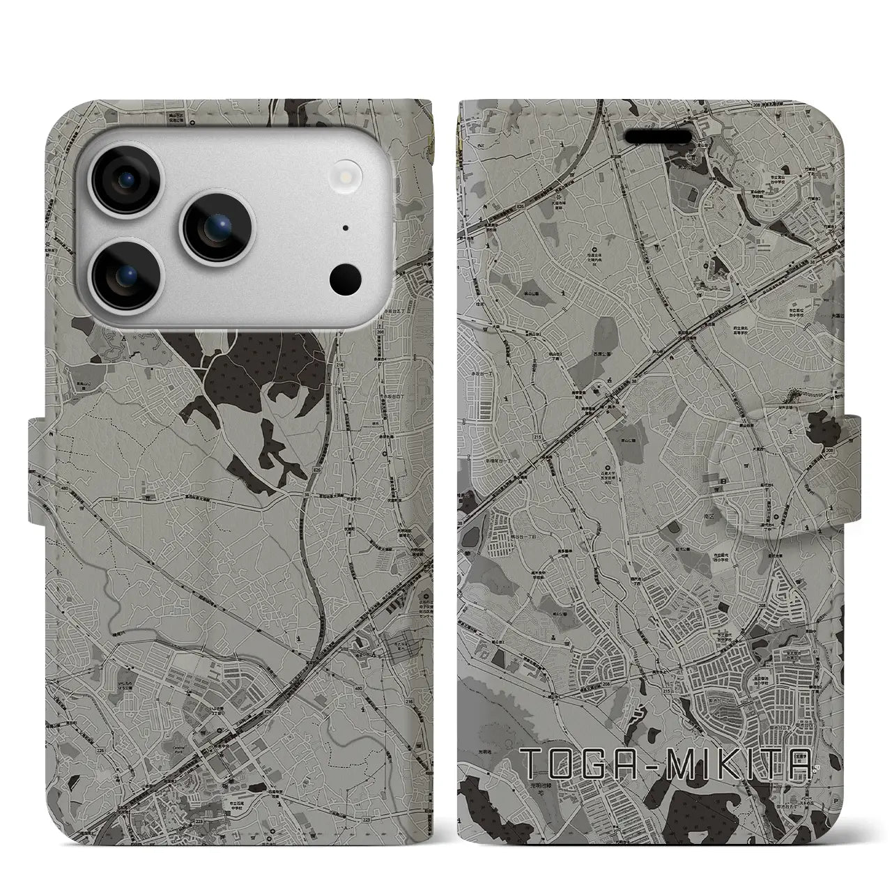 【栂・美木多(大阪府)】地図柄iPhoneケース(手帳タイプ)