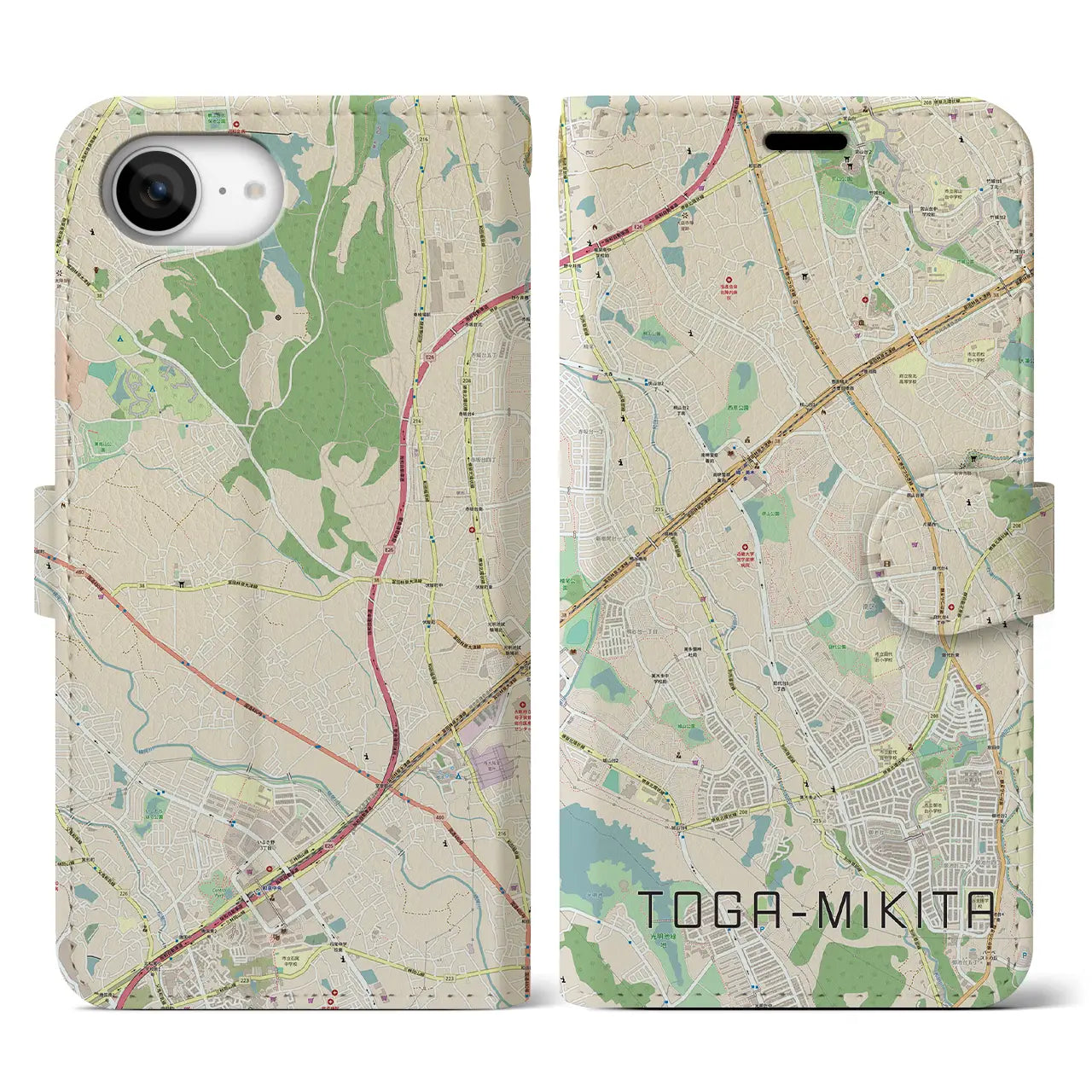 【栂・美木多(大阪府)】地図柄iPhoneケース(手帳タイプ)