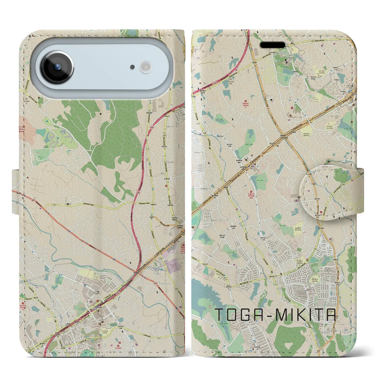 【栂・美木多(大阪府)】地図柄iPhoneケース(手帳タイプ)