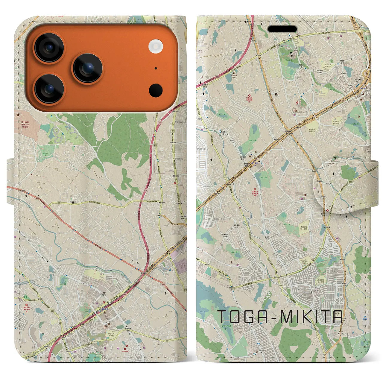 【栂・美木多(大阪府)】地図柄iPhoneケース(手帳タイプ)