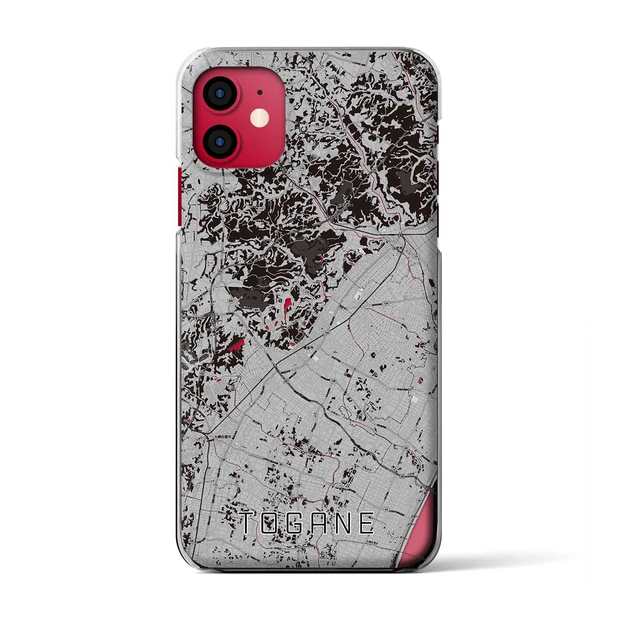 【東金(千葉県)】地図柄iPhoneケース(クリアタイプ)モノトーン・iPhone 11 用