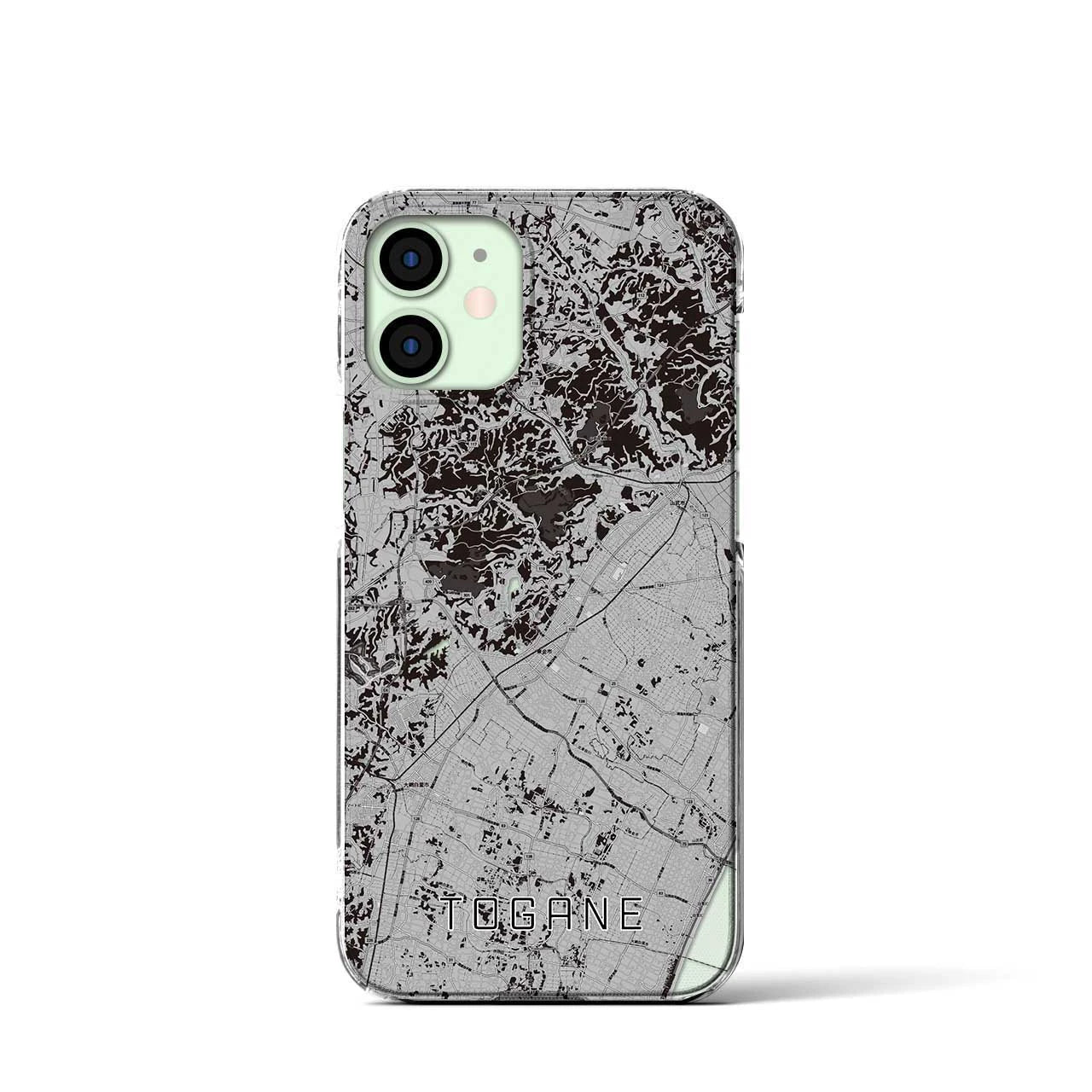 【東金(千葉県)】地図柄iPhoneケース(クリアタイプ)モノトーン・iPhone 12 mini 用