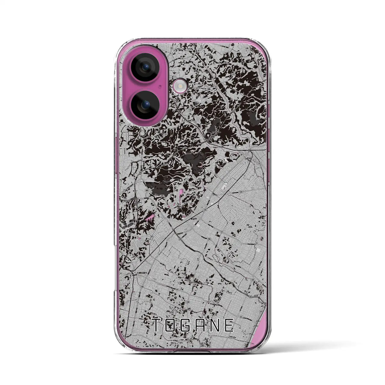 【東金(千葉県)】地図柄iPhoneケース(クリアタイプ)モノトーン・iPhone 16 Pro 用