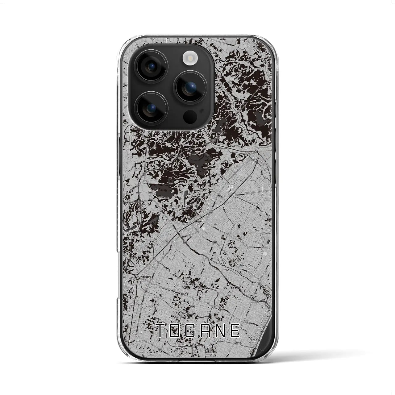 【東金(千葉県)】地図柄iPhoneケース(クリアタイプ)モノトーン・iPhone 16 用